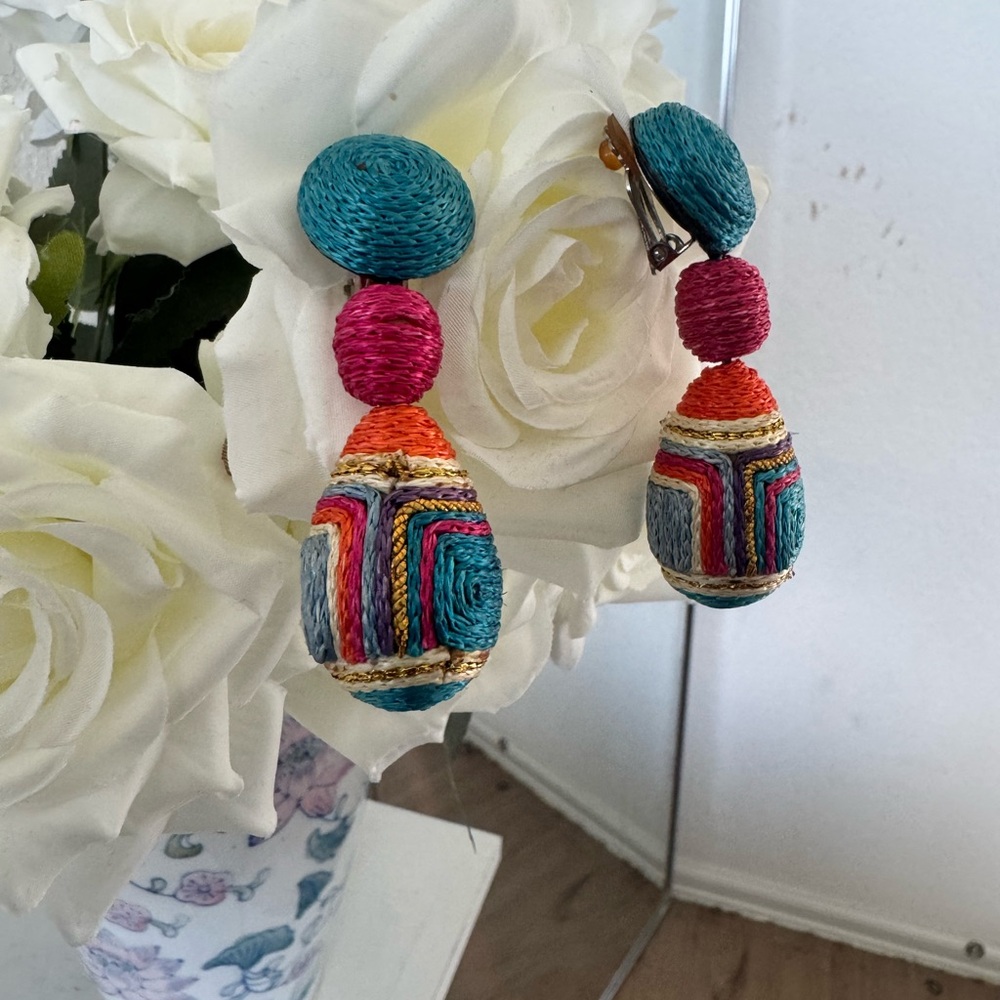 Colorful Woven Drop Earrings